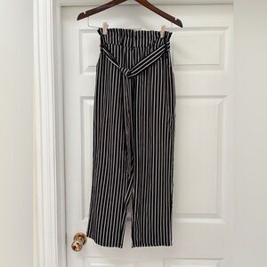 Zaful Black and White Vertical Stripe High Waisted Pants